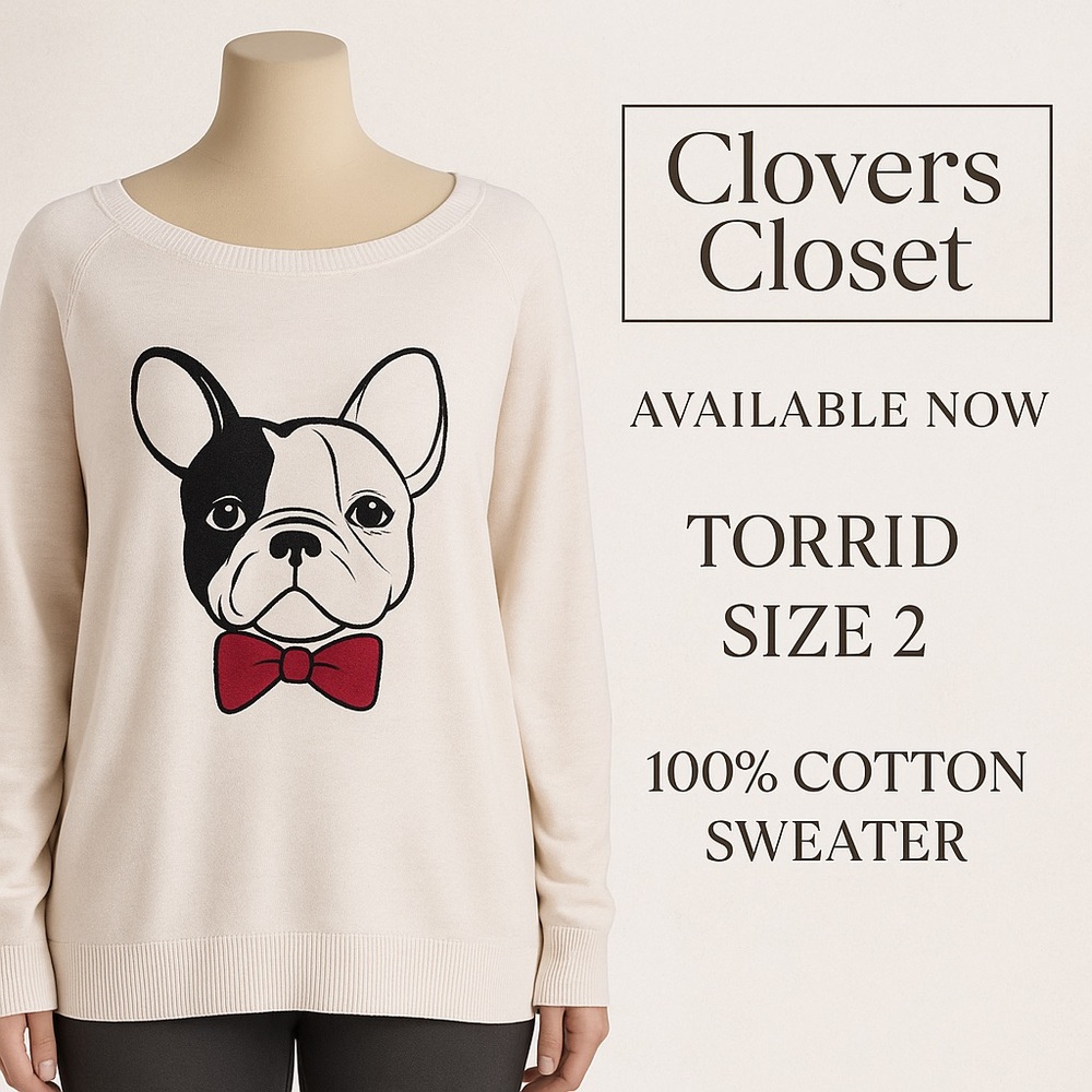 Torrid French Bulldog Sweater|Size 2|100%Cotton - Picture 2 of 8